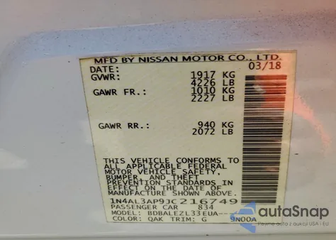 2018 Nissan Altima 2.5 from USA, damaged, VIN 1N4AL3AP9JC216749